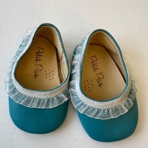 Petit Pas Baby shoes Girl’s, Color Blue, Size 17 EU or 2 US.